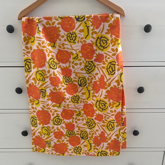 Marimekko Floral Orange and Yellow Cotton Runner - Picture 1 of 6